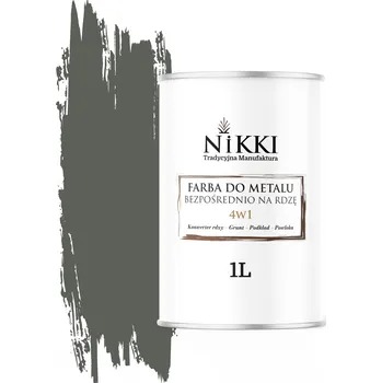 barva na kov Antikorozní akrylová Barva na kov NIKKI 1 l ŠEDOZELENÁ RAL 7009 polomatná