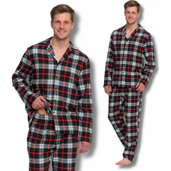 Pánské pyžamo Pánské bavlněné pyžamo dvoudílné pohodlné s dlouhým rukávem MORAJ 4XL