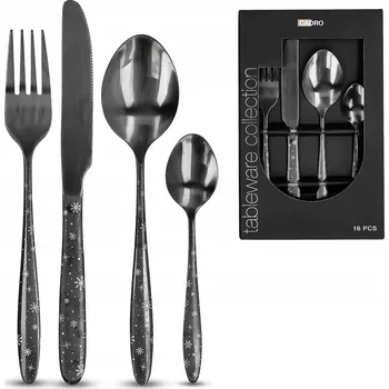 Příbor Sada příborů Cadro - Sada příborů ocel, 16 dílů, černá, 16 ks