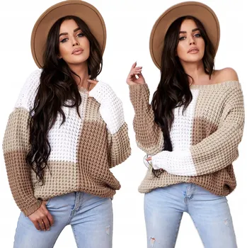 Dámský svetr Setin dámský svetr béžový volný k bokům univerzální velikost