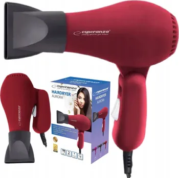 Fén ČERVENÝ FÉN NA VLASY cestovní MALÝ SILNÝ SKLÁDACÍ + KONCENTRÁTOR