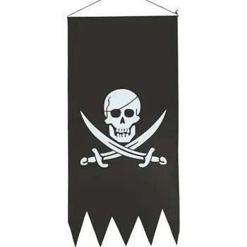 Vlajka Pirátká vlajka s lebkou, černá, 85x45 cm