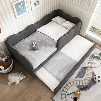 Pohovka Jednolůžková dřevěná postel Arhatreya 90x190 cm šedá