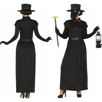 Karnevalový kostým KOSTÝM DÁMSKÝ MOROVÝ DOKTOR ČERNÝ KOSTÝM MOROVÉHO DOKTORA HALLOWEEN L