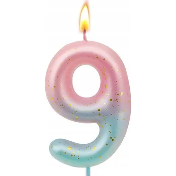 Dortová svíčka Narozeninová SVÍČKA 6CM ČÍSLICE 9 DUHOVÁ 1 KS