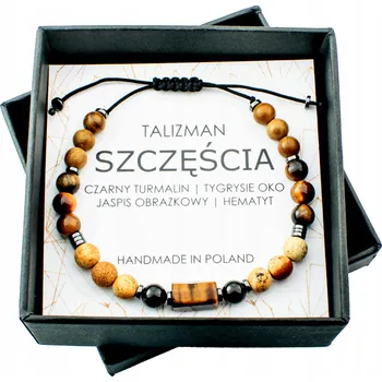 Náramek Náramek štěstí pro muže z přírodních kamenů - talisman černý turmalín