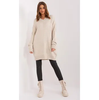 Dámský svetr Volné svetrové šaty model 34112 béžové