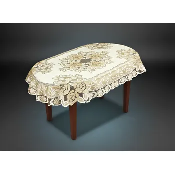 ubrus Žakárový ubrus SOFIA oválný více rozměrů krémová /zlatá MyBestHome Rozměr: 150x100 cm