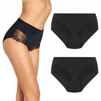 Kalhotky KALHOTKY S VYSOKÝM PASEM BAVLNĚNÉ JULIA WITH LACE MARILYN ČERNÉ XL