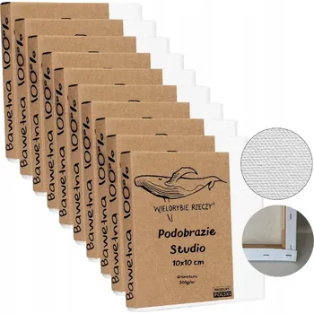 Textilie Malířské Plátno na malování na plátno 10 cm x 10 cm Wielorybie Rzeczy 10 ks