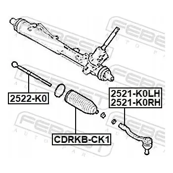 Posilovač řízení Febest 2522-K0 Axiální kloub, tyč řízení