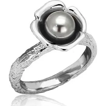 Prsten Ocelový prsten se šedou perličkou (52)