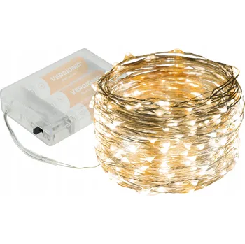 Žárovka LED SVĚTLA DRÁTEK 10 METRŮ 100 LED NA BATERIE MIKRO SVĚTÝLKA BÍLÁ TEPLÁ