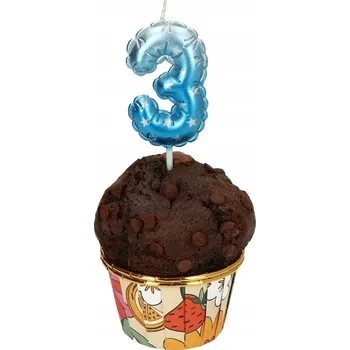 Dortová svíčka NAROZENINOVÁ SVÍČKA 6CM ČÍSLICE 3 MODRÁ S HVĚZDAMI 1 KS