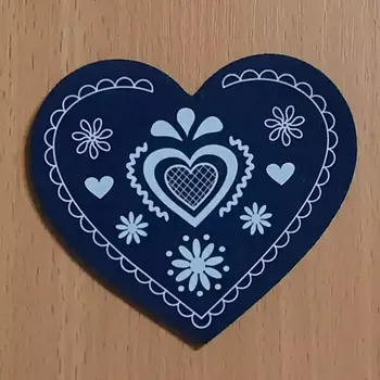 Party dekorace Srdíčko z plsti s potiskem 01 tmavě modrá 100 x 87 mm