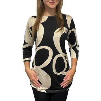 Dámská halenka Halenka Pratto béžová s černým vzorem na bocích gumičky velikost pratto: 46