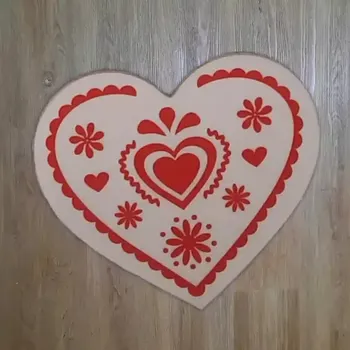 Party dekorace Srdíčko z plsti s potiskem 01 Bílá 60x51mm