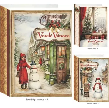 Bonboniéra Masha Vánoční malá kniha bonbonů z mléčné čokolády 85 g mix motivů