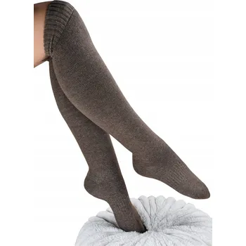 Dámské ponožky TEPLÉ PODKOLENKY HNĚDÉ HLADKÉ PONOŽKY VYSOKÉ Noviti 36/41 V002D