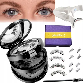 Umělé řasy Umělé magnetické řasy ČERNÉ 4 páry BEZ LEPIDLA sada s pinzetou 3D