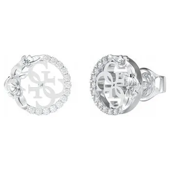 Náušnice Náušnice Guess 4 Love Kruhy s 4G ocel stříbrné barvy zirkon logo puzetka
