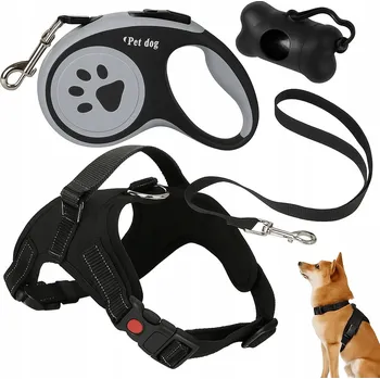 Vodítko pro psa Silné, netlačné postroje pro psa velikosti M a VODÍTKO 5 m +