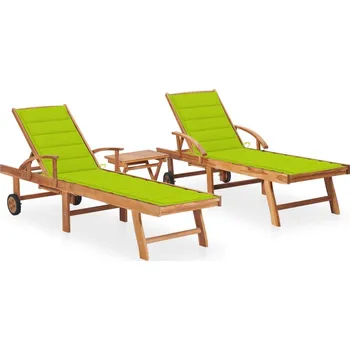 Zahradní lehátko zahrada-XL Zahradní lehátka 2 ks se stolkem a poduškou masivní teak 3073182