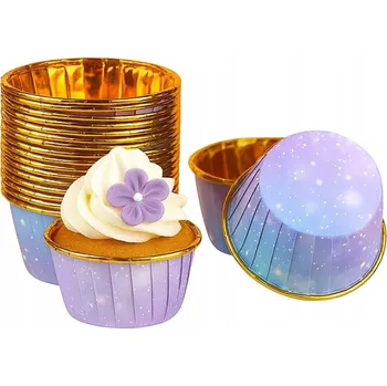 Formička KULATÉ CUKRÁŘSKÉ KOŠÍČKY NA MUFFINY A MUFFINY FIALOVĚ MODRÉ 50 KS