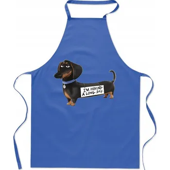 Kuchyňská zástěra KUCHYŇSKÁ ZÁSTĚRA MÓDNÍ POTISK PES JEZEVČÍK DÁREK