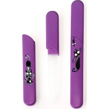 BOHEMIA CRYSTAL Skleněný pilník s krytkou Violet - ručně malovaný s krystaly Swarovski