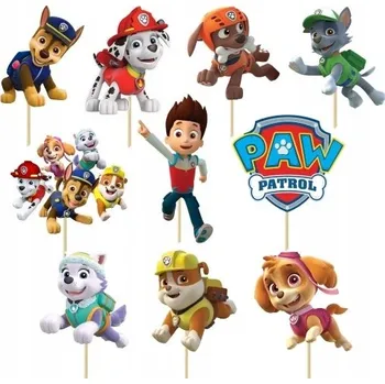 Obraz Tlapková patrola PEJSCI ZÁPICH DO DORTU sada ozdob 7 ks