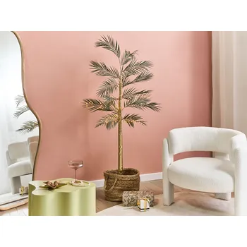 Vánoční dekorace Umělá palma zlatá PE 175 cm s LED osvětlením dekorativní osvětlení pro vnitřní i venkovní použití Beliani