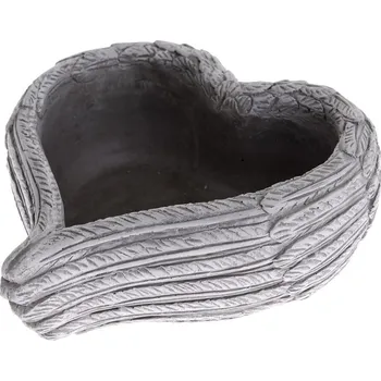 Květináč Betonový květináč srdce 23 x 10 x 23 cm šedý