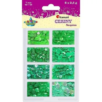 Set školních potřeb Cekiny 7mm 8 kolorów x 2,5g zielone