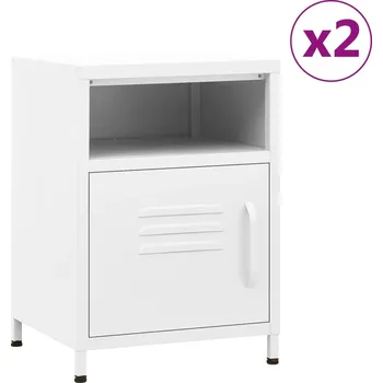 Noční stolek zahrada-XL Noční stolky 2 ks bílé 35 x 35 x 51 cm ocel 3095222
