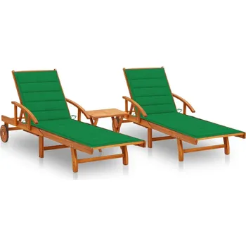 Zahradní lehátko zahrada-XL Zahradní lehátka 2 ks se stolkem a poduškami masivní akácie 3077350