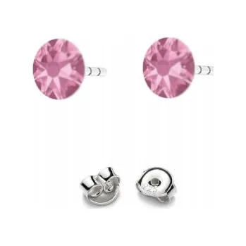 Náušnice Stříbrné Náušnice 925 s krystaly Swarovski Rose 4,5 mm Light Rose