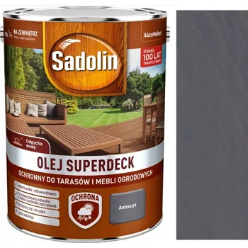 Olej na dřevo Sadolin Olej Superdeck Ochranný Olej na Terasy a Zahradní Nábytek Antracit 5L