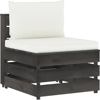 Zahradní pohovka zahrada-XL Dílčí středová pohovka s poduškami šedě impregnované dřevo 3068122