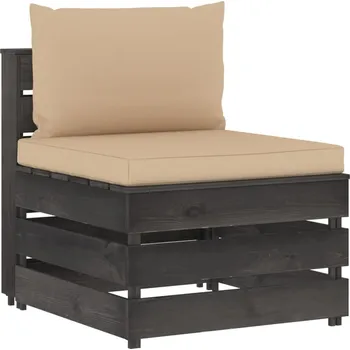 Zahradní pohovka zahrada-XL Dílčí středová pohovka s poduškami šedě impregnované dřevo 3068123