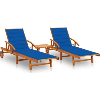 Zahradní lehátko zahrada-XL Zahradní lehátka 2 ks se stolkem a poduškami masivní akácie 3077355