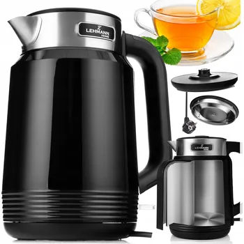 Rychlovarná konvice Rychlovarná konvice Lehmann ocelová černá 2L 2200W retro