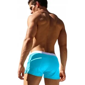 Pánské plavky PÁNSKÉ PLAVKY ŠORTKY BOXERKY POHODLNÉ MODERNÍ SE SÍŤKOU AZUROVÉ - XL