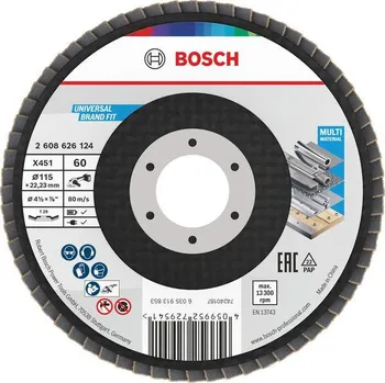 Brusný kotouč Bosch Lamelový brusný kotouč X451, 115 × 22,23 mm, G60, T29, 15 ks Professional (2608626124)