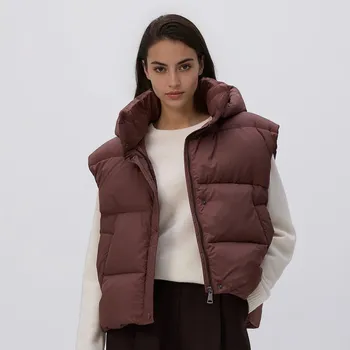 Dámský kabát Reserved - Péřová vesta - hnědá - 749HD-88X - 749HD-88X-XL