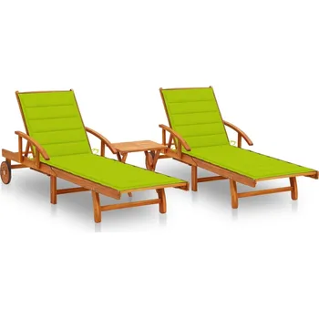 Zahradní lehátko zahrada-XL Zahradní lehátka 2 ks se stolkem a poduškami masivní akácie 3077356