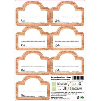 Samolepící etiketa Plastimex Domino etikety na láhve imitace dřeva 7 ks