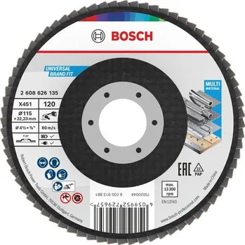 Brusný kotouč Bosch Lamelový brusný kotouč X451, 115 × 22,23 mm, G120, T27, 60 ks Professional (2608626135)