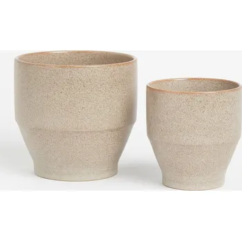 Stojan na květiny Keramické ručně vyrobené obaly na květináče v sadě 2 ks Hübsch, 16 cm, Ashes