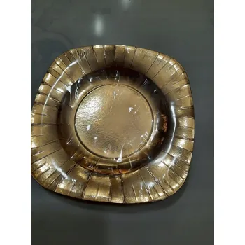 Talíř Jednorázové talíře zlaté čtverec 20 cm 8 ks